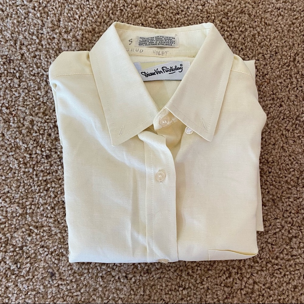 80s Vintage Diane Von Furstenburg Button-down shirt- light yellow